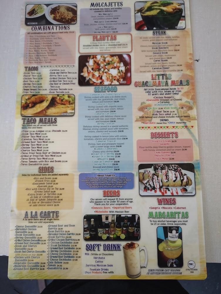 La Guacamaya Mexican Restaurant Menu image 3